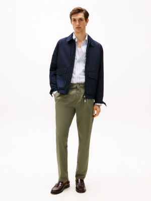 khaki smart casual harlem adjustable trousers for men tommy hilfiger