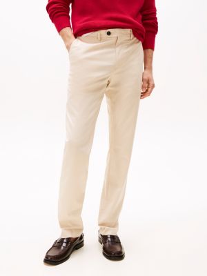 pantaloni chino denton smart casual dritti beige da uomini tommy hilfiger