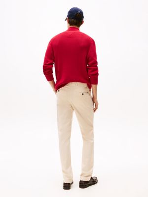 pantalón chino de pernera recta beige de hombres tommy hilfiger