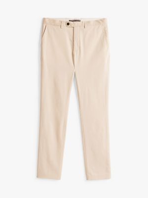 pantalón chino de pernera recta beige de hombres tommy hilfiger