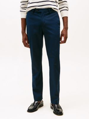 blue smart casual straight leg chinos for men tommy hilfiger