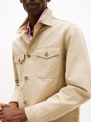 beige smart casual performance shirt jacket for men tommy hilfiger