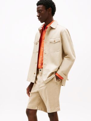 beige smart casual performance-hemdjacke für herren - tommy hilfiger