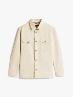 beige smart casual performance shirt jacket for men tommy hilfiger