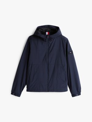 blue logo patch hooded jacket for men tommy hilfiger