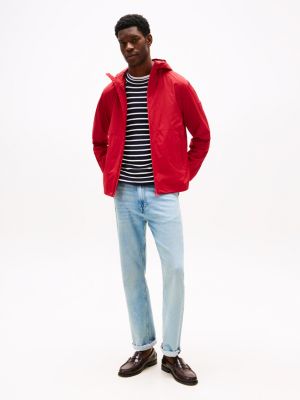 veste à capuche et écusson logo rouge pour hommes tommy hilfiger