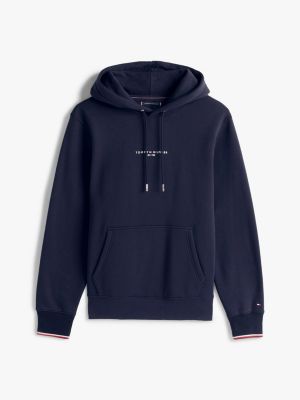 blue relaxed logo hoody for men tommy hilfiger