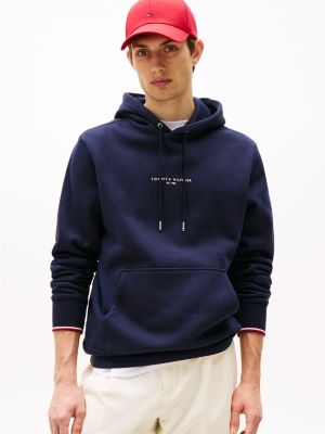 blue relaxed logo hoody for men tommy hilfiger