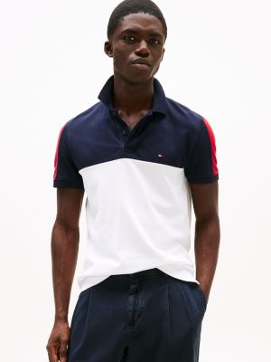 polo de corte regular con diseño color block multicolor de hombres tommy hilfiger