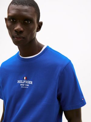 blau t-shirt mit logo und rundhalsausschnitt für herren - tommy hilfiger