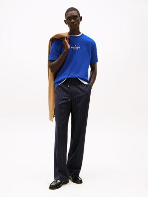 blau t-shirt mit logo und rundhalsausschnitt für herren - tommy hilfiger