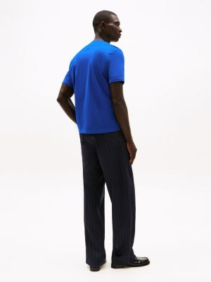 blau t-shirt mit logo und rundhalsausschnitt für herren - tommy hilfiger