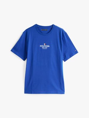 blau t-shirt mit logo und rundhalsausschnitt für herren - tommy hilfiger