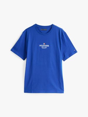 blue logo crew neck t-shirt for men tommy hilfiger