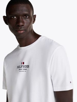 weiß t-shirt mit logo und rundhalsausschnitt für herren - tommy hilfiger