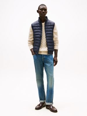 gilet sans manches à empiècements bleu pour hommes tommy hilfiger