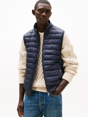 gilet sans manches à empiècements bleu pour hommes tommy hilfiger