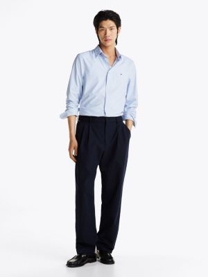 blau feuchtigkeitsableitendes slim fit hemd für herren - tommy hilfiger