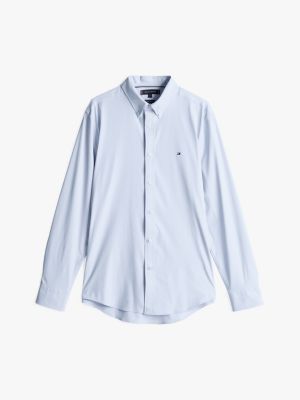 camicia slim fit antiumidità blu da uomini tommy hilfiger