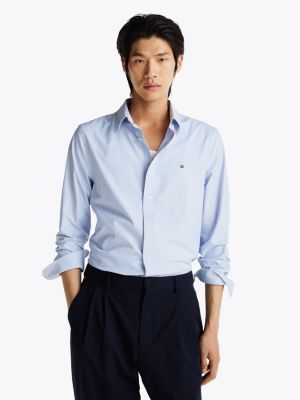 camicia slim fit antiumidità blue da uomini tommy hilfiger