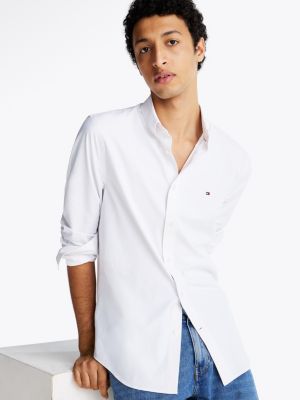 weiß feuchtigkeitsableitendes slim fit hemd für herren - tommy hilfiger