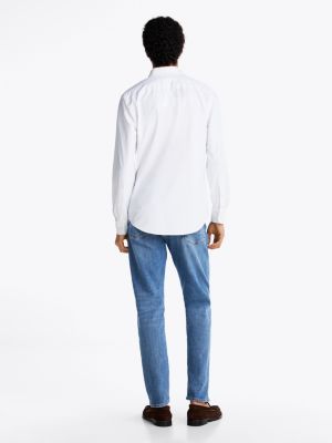 weiß feuchtigkeitsableitendes slim fit hemd für herren - tommy hilfiger