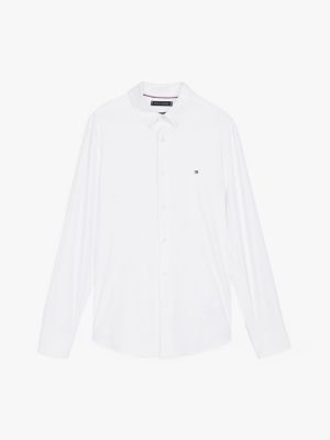 white moisture wicking slim fit shirt for men tommy hilfiger