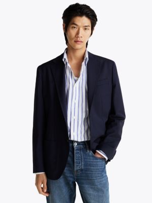 blue smart-casual travel blazer voor heren - tommy hilfiger