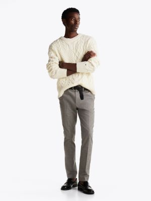 pantaloni chino bleecker smart casual mélange grey da uomini tommy hilfiger