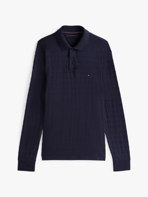 blue regular long sleeve polo shirt for men tommy hilfiger