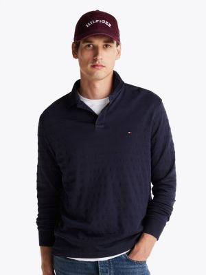 polo de manga larga con corte regular blue de hombres tommy hilfiger