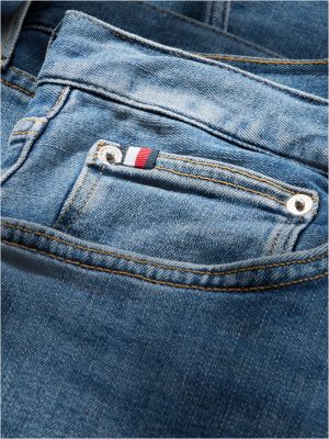 blau denton slim straight leg jeans mit fade-effekten für herren - tommy hilfiger