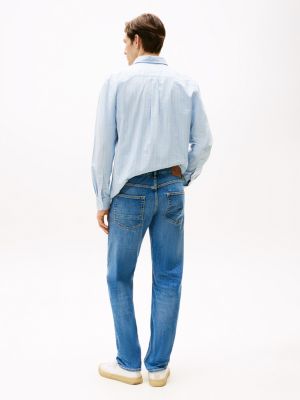 blau denton straight leg jeans mit fade-effekten für herren - tommy hilfiger