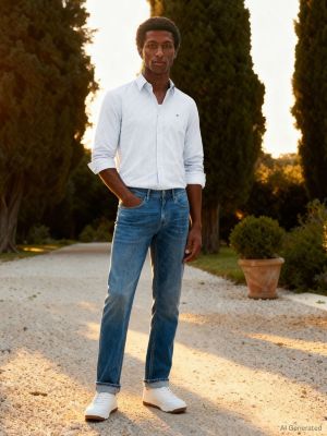 blau denton straight leg jeans mit fade-effekten für herren - tommy hilfiger