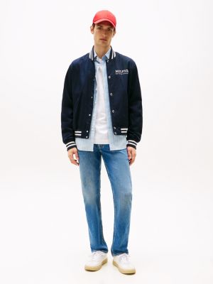 blue denton straight jeans met fading voor heren - tommy hilfiger