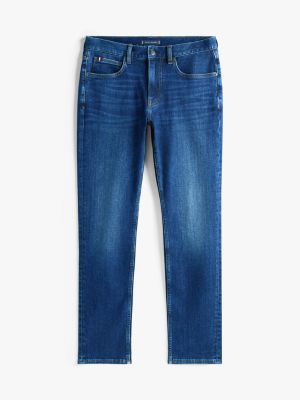 blue denton whiskered straight leg jeans for men tommy hilfiger