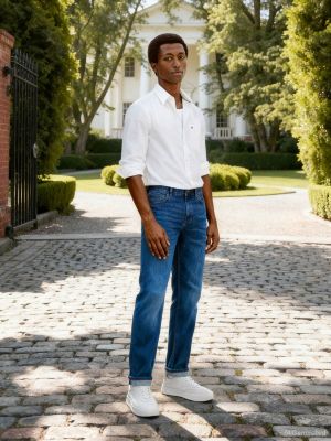 blue denton whiskered straight leg jeans for men tommy hilfiger
