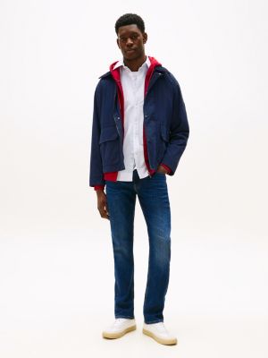 jeans denton straight fit con baffature blue da uomini tommy hilfiger