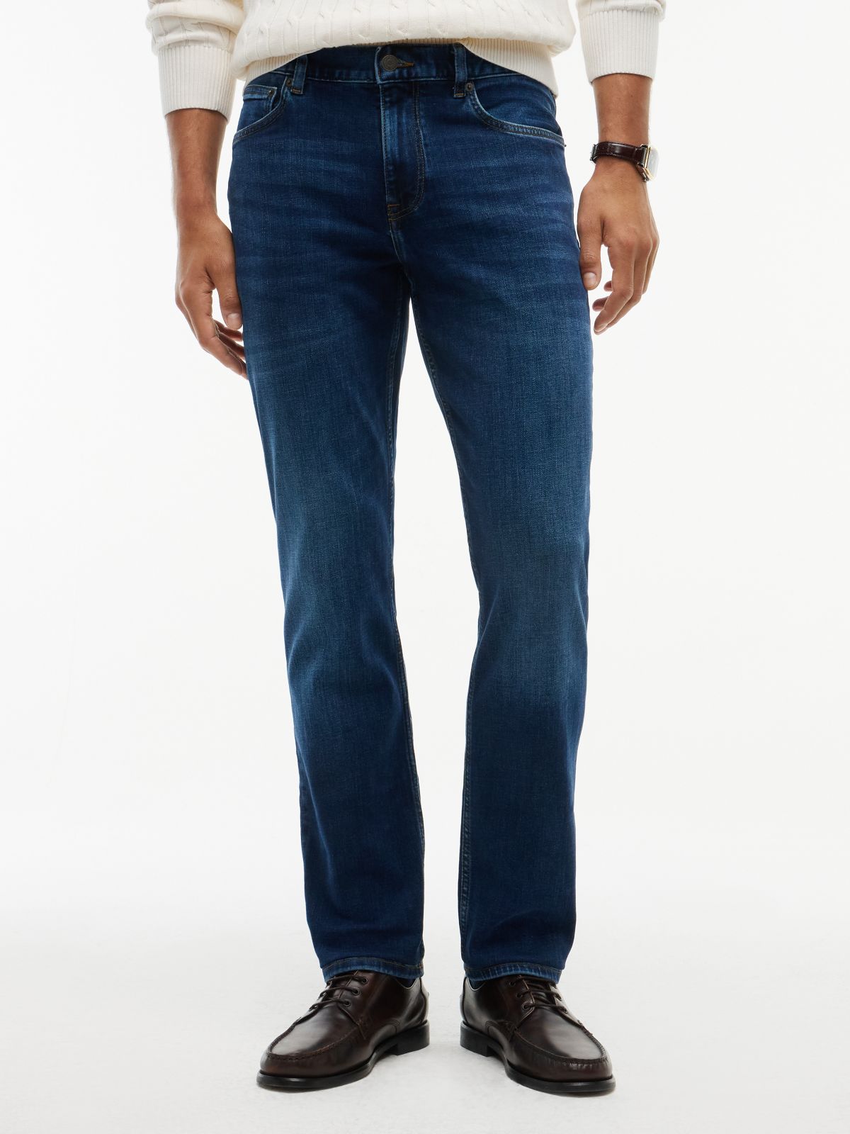 Denton Slim Straight Whiskered Jeans — Blue