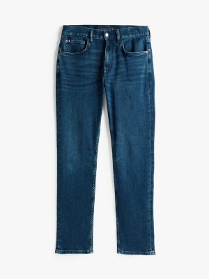 blau denton straight leg jeans mit fade-effekten für herren - tommy hilfiger