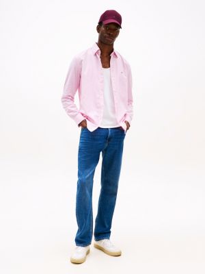 blue regular fit jeans met fading voor heren - tommy hilfiger