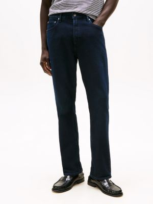 blue dark wash regular straight leg jeans for men tommy hilfiger