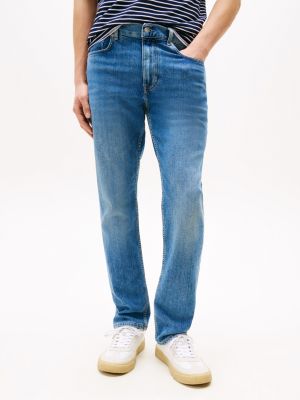 blau harlem tapered leg jeans mit fade-effekt für herren - tommy hilfiger