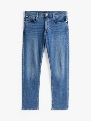 blau harlem tapered leg jeans mit fade-effekt für herren - tommy hilfiger