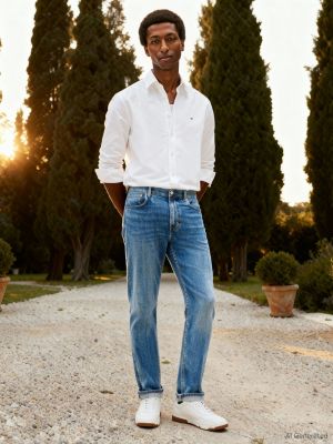 blue harlem faded tapered leg jeans for men tommy hilfiger