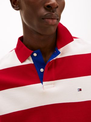 polo relaxed fit con motivo color block multicolore da uomini tommy hilfiger