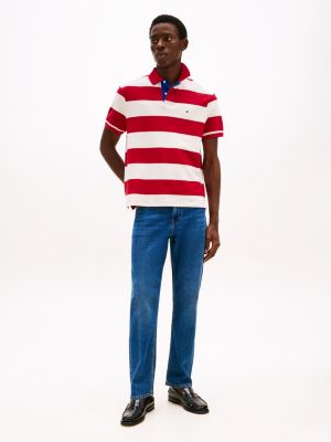 polo de corte amplio con diseño color block multicolor de hombres tommy hilfiger