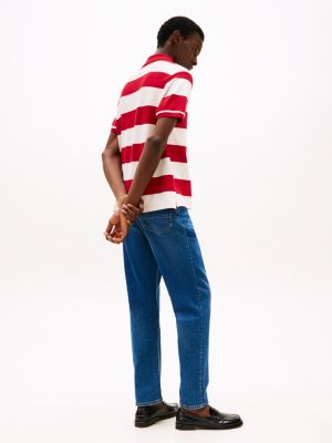 polo relaxed fit con motivo color block multicolore da uomini tommy hilfiger