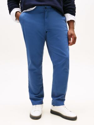blauw denton satijnen chino met rechte broekspijpen voor heren - tommy hilfiger