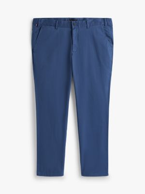 pantaloni chino denton con taglio dritto in raso blu da uomini tommy hilfiger